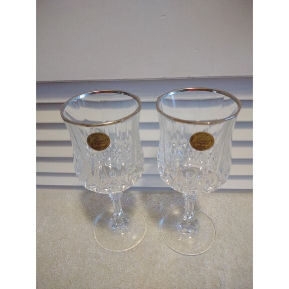 Cristal d'Arques lead crystal Longchamp red wine glasses goblets vintage - Picture 1 of 6